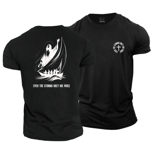 Men's Even The Storms Obey His Voice Cotton T-Shirt